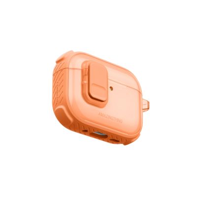 8. Etui AMAZINGTHING Titan Pro Mag Case Clear do AirPods Pro 3 - pomarańczowe