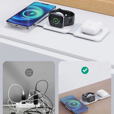 6. Ładowarka indukcyjna 3w1 Dudao A11N 15W - biała + kabel USB-C / USB-C