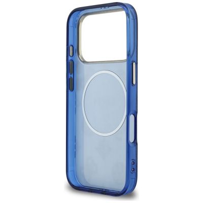 7. Etui Guess IML Peony Dot MagSafe na iPhone 17 Pro - niebieskie