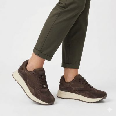 6. Półbuty skórzane sneakersy zamszowe brązowe Filippo DP7728/26