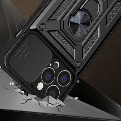 2. Hybrid Armor Camshield etui iPhone 14 Pro Max pancerny pokrowiec z osłoną na aparat niebieskie