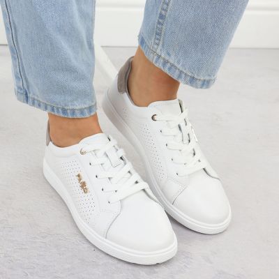 4. Skórzane półbuty sportowe białe Filippo DP6738