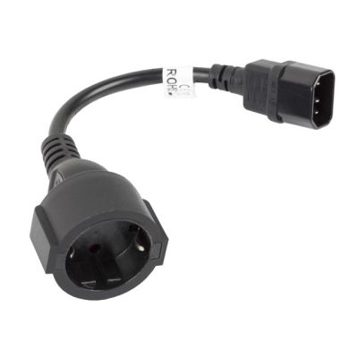 LANBERG PRZEDŁUŻACZ KABLA ZASILAJĄCEGO IEC 320 C14 -> SCHUKO(F), 20CM