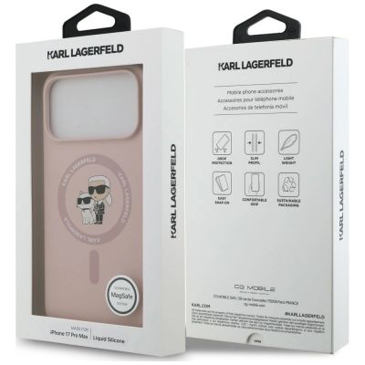 8. Etui Karl Lagerfeld Silicone Karl&Choupette Ring MagSafe na iPhone 18 Pro Max / 17 Pro Max - różowe