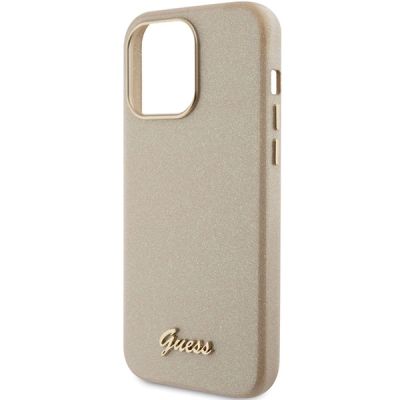 6. Etui Guess Glitter Glossy Script do iPhone 15 Pro - złote