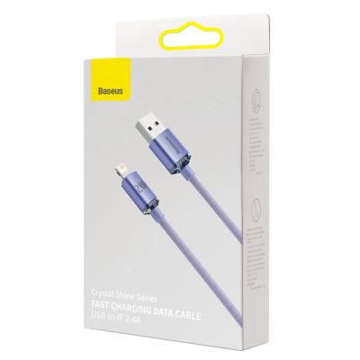 5. Baseus Crystal Shine Series kabel przewód USB do szybkiego ładowania i transferu danych USB Typ A - Lightning 2,4A 1,2m fioletowy (CAJY000005)