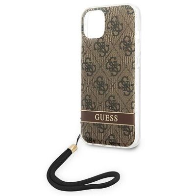6. Etui Guess 4G Print Strap na iPhone 14 Plus - brązowe