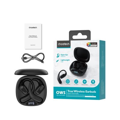3. Słuchawki Choetech OWS bezprzewodowe TWS Bluetooth 5.3 - czarne