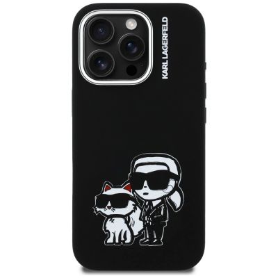 3. Etui Karl Lagerfeld Silicone Karl&Choupette Sketch MagSafe na iPhone 16 Pro Max - czarne