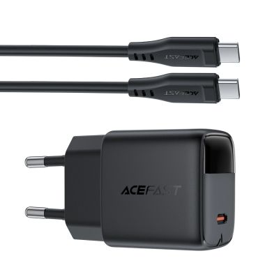3. Ładowarka sieciowa Acefast A113 GaN PD 20W USB-C z wyświetlaczem z kablem USB-C - czarna