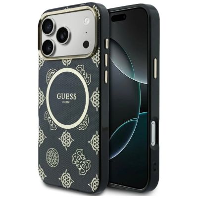 Etui Guess IML Peony Dot MagSafe na iPhone 17 Pro Max - czarne