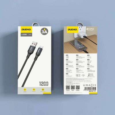 6. Kabel Dudao L3SM USB-A - MicroUSB 3A 1,2m z oplotem - czarny