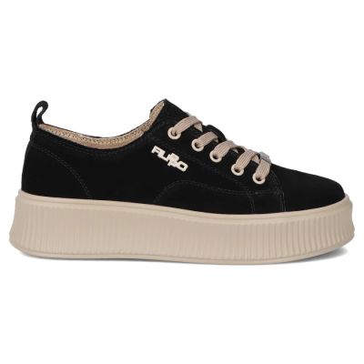 3. Skórzane półbuty sneakersy na platformie czarne Filippo DP6122