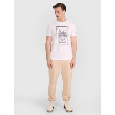 5. T-shirt regular z nadrukiem siatkarskim męski 4F 4FRAW25TTSHM3236-10S