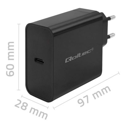 7. QOLTEC ŁADOWARKA SUPER QUICK PD | 1XUSB-C | 65W | 5-20V | 3-3.25A | CZARNA