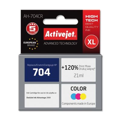 Activejet AH-704CR Tusz (zamiennik HP 704 CN693AE; Premium; 21 ml; kolor)