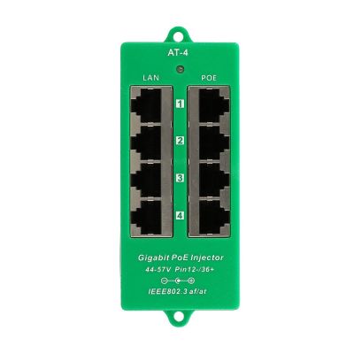 3. Extralink Gigabit PoE Injector 4 Portowy Aktywny, 4 porty Gigabit 802.3at/af, Mode A