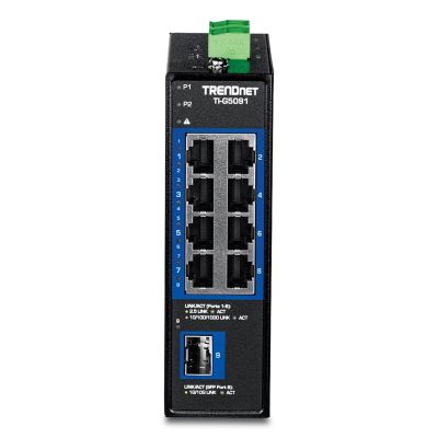 2. 9-portowy przemysłowy przełącznik przemysłowy 2,5G na szynę DIN TRENDnet z 10G SFP
