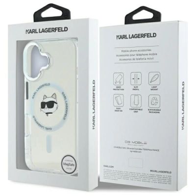 8. Etui Karl Lagerfeld IML Metal Choupette Head MagSafe na iPhone 16 Plus - białye