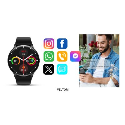 13. Smartwatch VELTORI VT160-1 Czarny Pasek Silikonowy