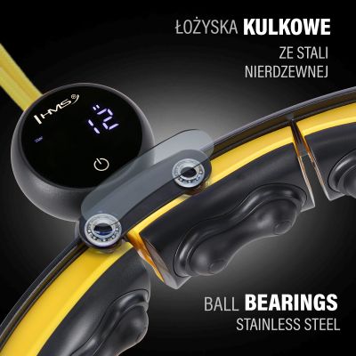 10. HHM21 HULA HOP BLACK/YELLOW Z MAGNESAMI, WYPUSTKAMI TPE I OBCIĄŻNIKIEM + LICZNIK HMS