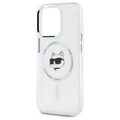 6. Etui Karl Lagerfeld IML Metal Choupette Head MagSafe na iPhone 15 Pro - białe