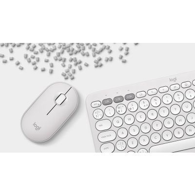 24. Logitech 920-012204 klawiatura Dołączona myszka Uniwersalne RF Wireless + Bluetooth QWERTZ Niemiecki Biały