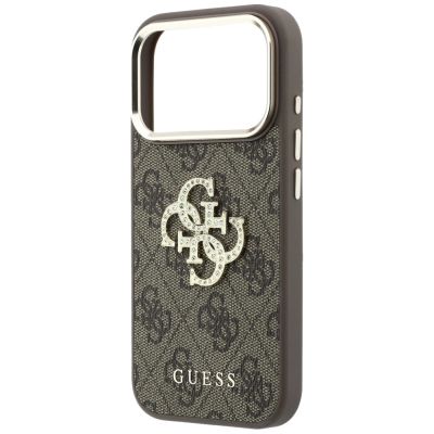 6. Etui Guess 4G & Big Strass Logo na iPhone 17 Pro Max / 18 Pro Max - brązowe
