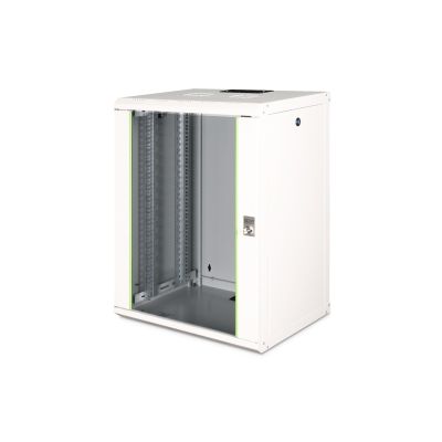 16. Digitus Szafa sieciowa wisząca Unique 19" 16U rack 600x450, drzwi szyba, szary, niedzielona, złożona, 100kg