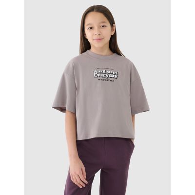 2. Crop top oversize z nadrukiem dziewczęcy 4F 4FJRSS25TTSHF2587-83S