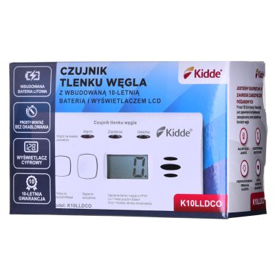 13. Czujnik tlenku węgla i czadu LCD K10LLDCO Kidde
