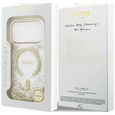 8. Etui Guess Resin Bottom Glitter MagSafe na iPhone 18 Pro / 17 Pro - złote