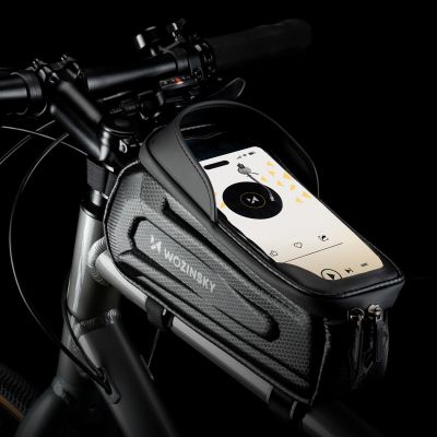 13. Sakwa rowerowa Wozinsky na ramę pancerna z kieszonką na telefon 1.7 l - czarna