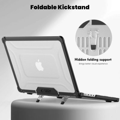 4. Etui Tech-Protect SmartShell Pro na Macbook Pro 14 M1 / M2 / M3 / M4 / M5 2021-2025 - czarno-przezroczyste