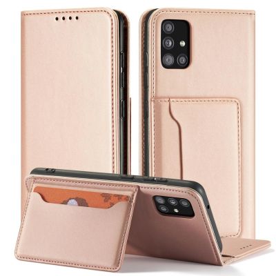 4. Magnet Card Case etui do Samsung Galaxy A13 5G pokrowiec portfel na karty kartę podstawka różowy