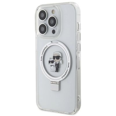 2. Etui Karl Lagerfeld Ring Stand Karl&Choupettte MagSafe na iPhone 15 Pro Max 6.7" - białe