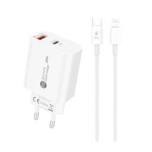Ładowarka sieciowa A6MaxL 20W USB-A USB-C z kablem USB-C - Lightning 1m - biała