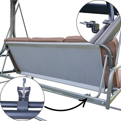 4. HUŚTAWKA OGRODOWA 3 OSOBOWA 194X120X173CM ZOSIA Z DASZKIEM Z POLIWĘGLANU