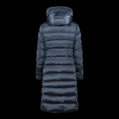 7. Kurtka zimowa damska z kapturem CMP płaszcz ocieplany długi granatowy (34K0046F/L635)