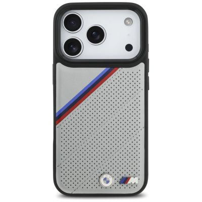 3. Etui BMW M Tricolor Metal Logo MagSafe do iPhone 17 Pro - szare