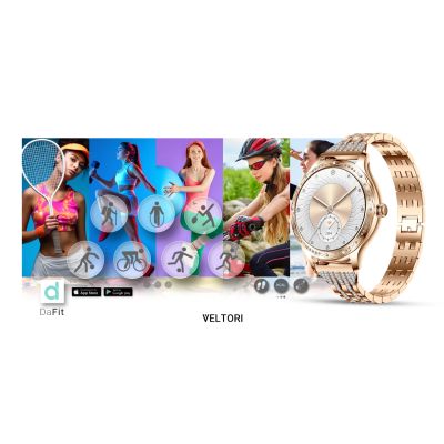 22. Smartwatch Damski VELTORI VT350-1 Bransoleta Różowe Złoto