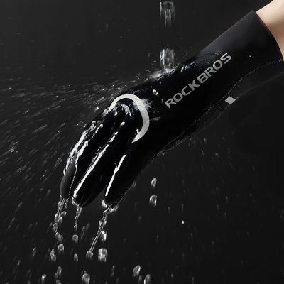 8. Rękawiczki rowerowe Rockbros pełne, wodoodporne, rozmiar: L/XL - czarne
