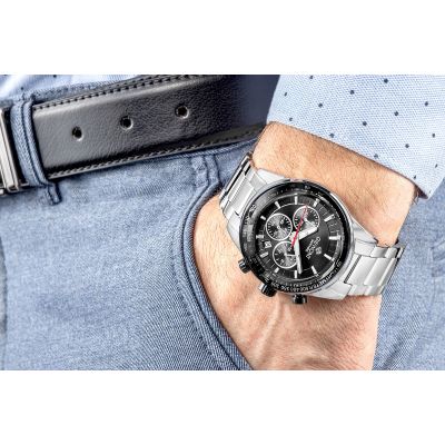 4. Zegarek Męski Giewont Chronograph Sapphire Srebrno Czarny GW9140-B1