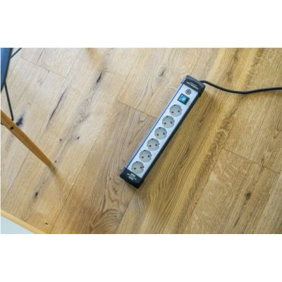 8. Brennenstuhl 1951560101 rozgałęziacz 5 m 6 x gniazdo sieciowe Wewnętrzna Czarny, Szary