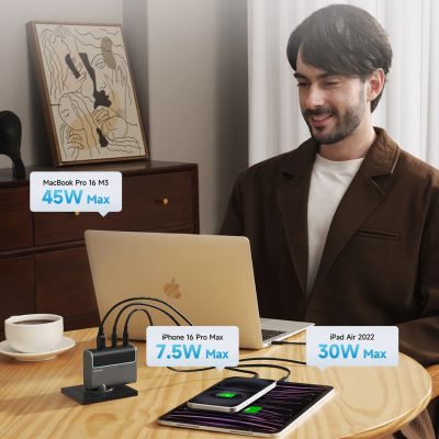 5. Ładowarka sieciowa Cuktech CUKAD1003EUG GaN 100W 2 x USB-C 1 x USB-A z kablem USB-C -szara