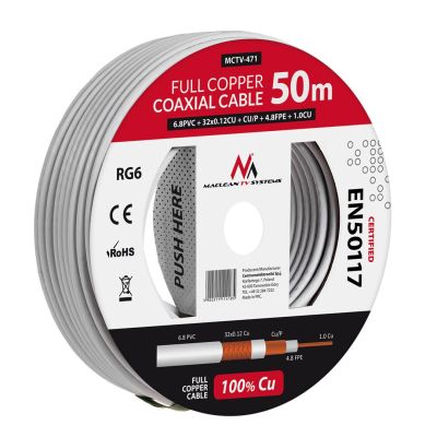 6. Kabel koncentryczny Maclean MCTV-471 (50m ; kolor biały)