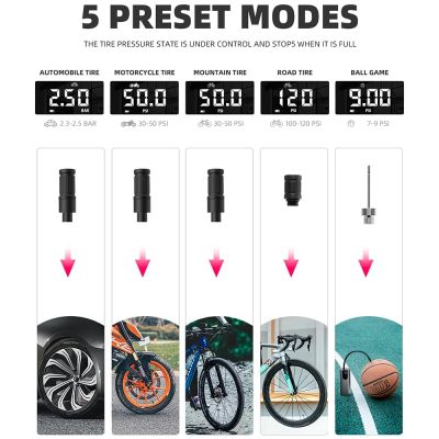 3. Elektryczna pompka do roweru Rockbros 42720001001 z wyświetlaczem LED + kabel USB-C - USB-A - czarna