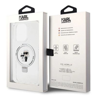 8. Etui Karl Lagerfeld Ring Stand Karl&Choupettte MagSafe na iPhone 13 Pro Max - białe