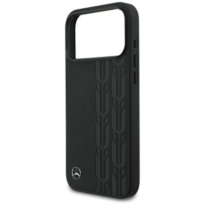6. Etui Mercedes Leather Laurel Leaves MagSafe na iPhone 17 Pro Max - czarne