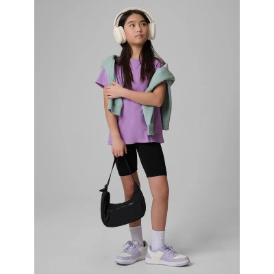 5. T-shirt regular gładki dziewczęcy 4F 4FJRSS26TTSHF3554-12S